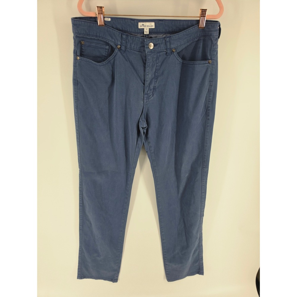 Peter Millar Mens 34 Blue Five Pocket Straight Leg Pants Casual Trousers